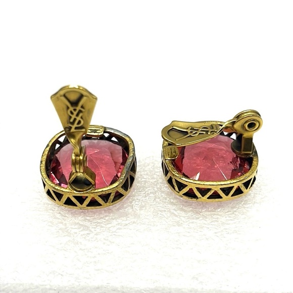 Yves Saint Laurent Pink and Gold Classic Earrings Vintage Clip on Earrings  1980 - Picture 13 of 14